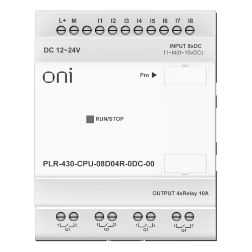 ПЛК 430 Модуль ЦПУ 8 DI 4 RO 24В DC без экрана ONI