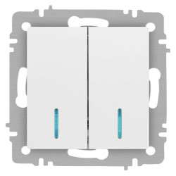 Выключатель Accent 6-105-01М двойн. с подсветкой 10А-250В IP20 СУ AL/CU бел. матов. Intro Б0063507