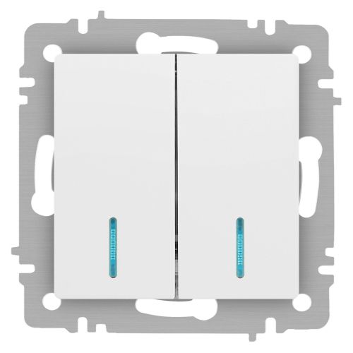 Выключатель Accent 6-105-01М двойн. с подсветкой 10А-250В IP20 СУ AL/CU бел. матов. Intro Б0063507
