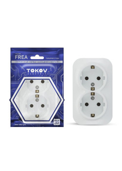 Розетка 2-м ОП Frea 16А IP20 250В с заземл. АБС-пластик бел. TOKOV ELECTRIC TKE-FR-R2Z-C01