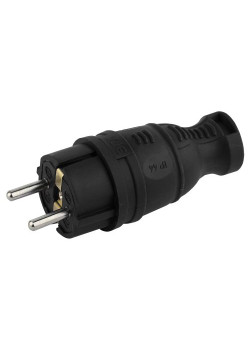Вилка каучуковая с заземл. прям. 16А IP44 черн. Эра Б0044540