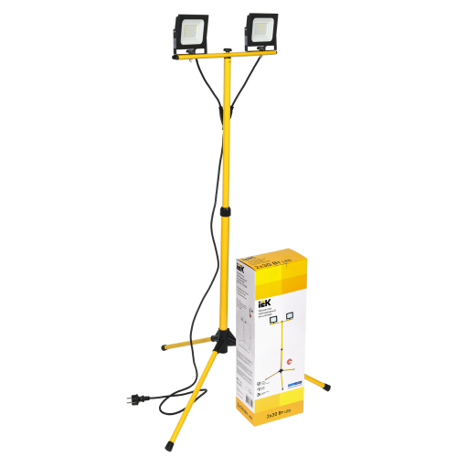 Прожектор светодиодный СДО 06-2x30Ш штатив 6500К IP65 черный IEK