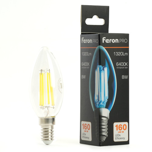Лампа светодиодная Feron.PRO LB-1208 Свеча E14 1320LM 8W 175-265V 6400K Лампа светодиодная Feron.PRO LB-1208 Свеча E14 1320LM 8W 175-265V 6400K