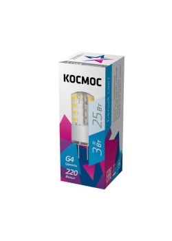 Лампа светодиодная 3Вт 220В G4 4500К КОСМОС LksmLED3wJCG4220v45