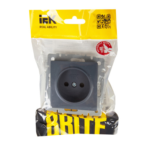BRITE Розетка 1-местная без заземления с защитными шторками 10А РСш10-2-БрМ маренго IEK BRITE Розетка 1-местная без заземления с защитными шторками 10А РСш10-2-БрМ маренго IEK