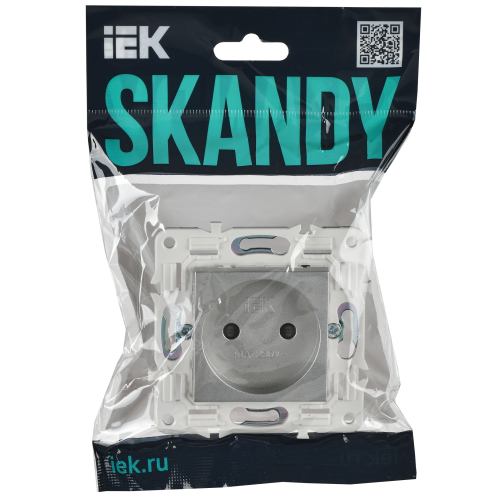 SKANDY Розетка без заземления с защитными шторками 10А SK-R01S серебряный IEK