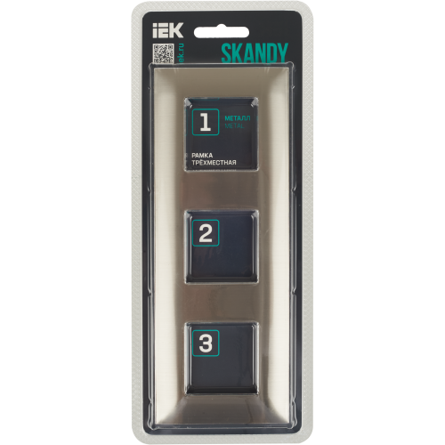 SKANDY Рамка 3-местная SK-F33N металл никель IEK SKANDY Рамка 3-местная SK-F33N металл никель IEK