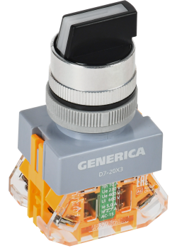 Переключатель D7-20X3 на 3 положения 1NC+1NO черный GENERICA