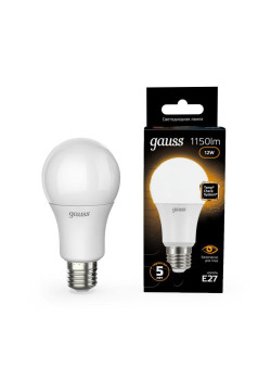 Лампа светодиодная Black 12Вт A60 грушевидная 3000К тепл. бел. E27 1150лм GAUSS 102502112