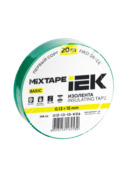 MIXTAPE BASIC Изолента 0,13х15мм зеленая 20м IEK
