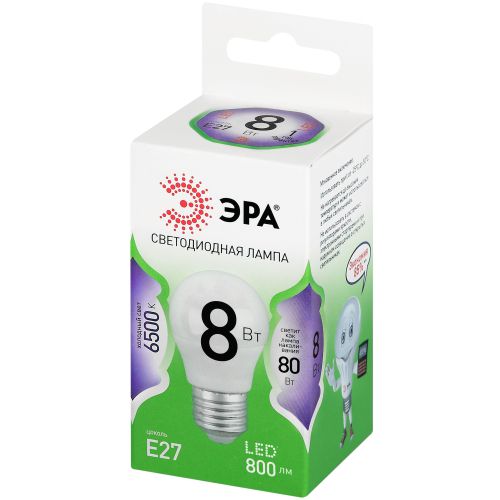 Лампа светодиодная GREEN LINE P45-8W-865-E27 GL 8Вт шар 6500К свет холод. E27 Эра Б0067022 Лампа светодиодная GREEN LINE P45-8W-865-E27 GL 8Вт шар 6500К свет холод. E27 Эра Б0067022