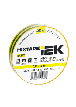 MIXTAPE BASIC Изолента 0,13х15мм желто-зеленая 20м IEK