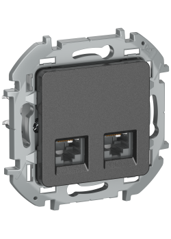 IEKINSPIRIA Розетка компьютерная двойная RJ45 категория 5Е UTP 6738381 антрацит IEK