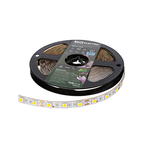 Лента светодиодная SMD5050-60 LED/м-IP20-12 В-14,4 Вт/м-4000 К (5 м) блистер TDM Лента светодиодная SMD5050-60 LED/м-IP20-12 В-14,4 Вт/м-4000 К (5 м) блистер TDM