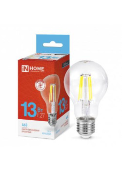 Лампа светодиодная LED-A60-deco 13Вт грушевидная прозрачная 6500К холод. бел. E27 1370лм 230В IN HOME 4690612035628