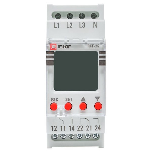 Реле контроля фаз с LCD дисплеем RKF-2S EKF Реле контроля фаз с LCD дисплеем RKF-2S EKF