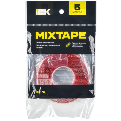 MIXTAPE PRO Лента монтажная прочная двусторонняя 1х12мм 5м IEK MIXTAPE PRO Лента монтажная прочная двусторонняя 1х12мм 5м IEK