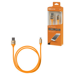 Дата-кабель, ДК 15, USB - Lightning, 1 м, силиконовая оплетка, оранжевый, TDM