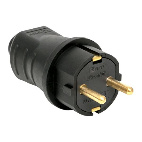 Вилка прямая каучуковая 230В 2P+PE 16A IP44 EKF Марс