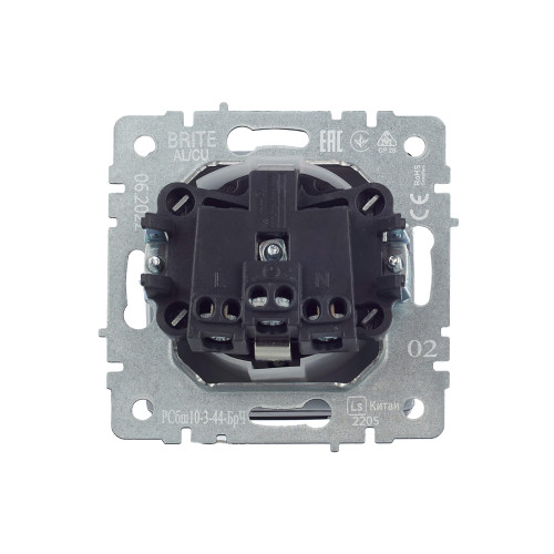 BRITE Розетка 1-местная с заземлением с защитными шторками и крышкой 16А IP44 РСбш10-3-44-БрЧ черный IEK