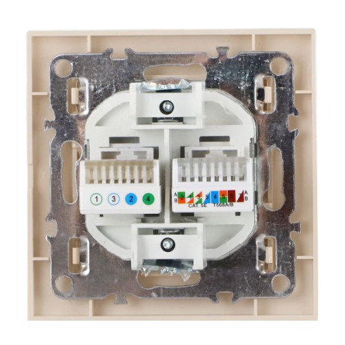Минск Розетка RJ-45+Phone СП бежевый EKF