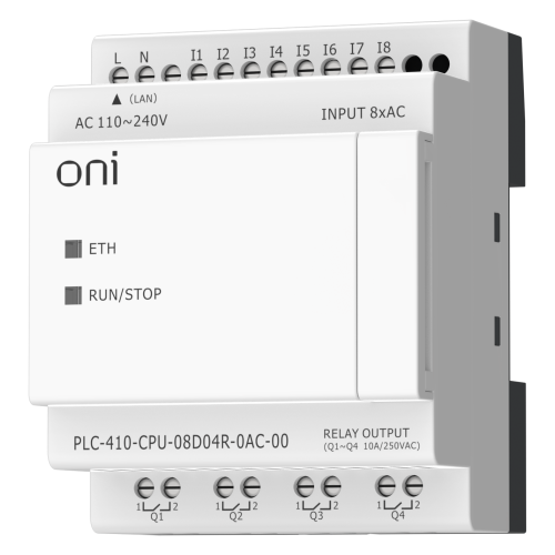 ПЛК 410 Модуль ЦПУ 8 DI 4 RO 220В AC с Ethernet портом без экрана ONI ПЛК 410 Модуль ЦПУ 8 DI 4 RO 220В AC с Ethernet портом без экрана ONI