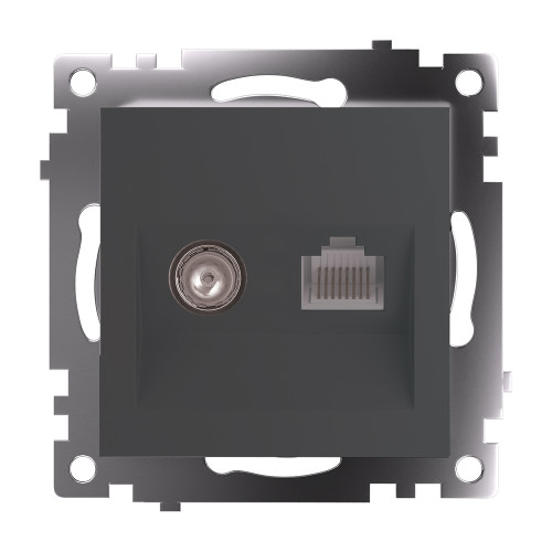 Розетка TV + компьютерная RJ-45 (механизм), серия Катрин, графит, GLS00-7106-06 Розетка TV + компьютерная RJ-45 (механизм), серия Катрин, графит, GLS00-7106-06