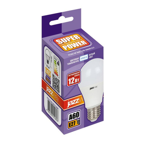 Лампа светодиодная PLED-SP 12Вт A60 4000К нейтр. бел. E27 230В/50Гц JazzWay 5019607 Лампа светодиодная PLED-SP 12Вт A60 4000К нейтр. бел. E27 230В/50Гц JazzWay 5019607