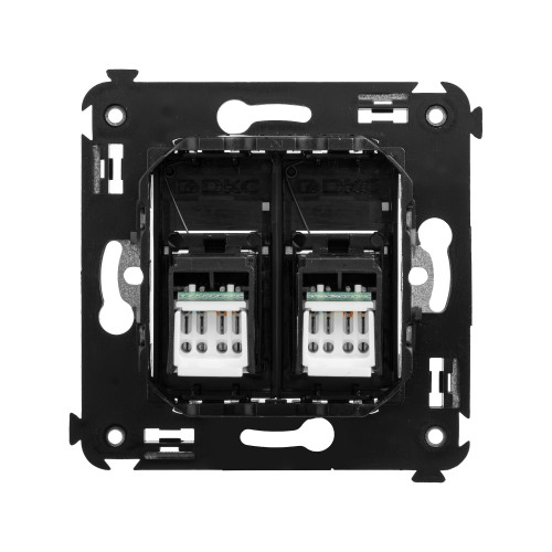 Компьютерная розетка RJ-45 в стену, кат.6А двойная, Avanti, черный квадрат Компьютерная розетка RJ-45 в стену, кат.6А двойная, Avanti, черный квадрат