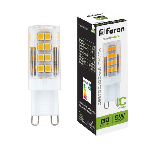 Лампа светодиодная Feron LB-432 G9 5W 175-265V 4000K
