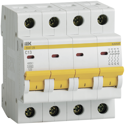 KARAT Автоматический выключатель ВА47-29 4P C 13А 4,5кА IEK