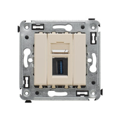 USB 3.0 розетка одинарная в стену, тип А-А, Avanti, ванильная дымка