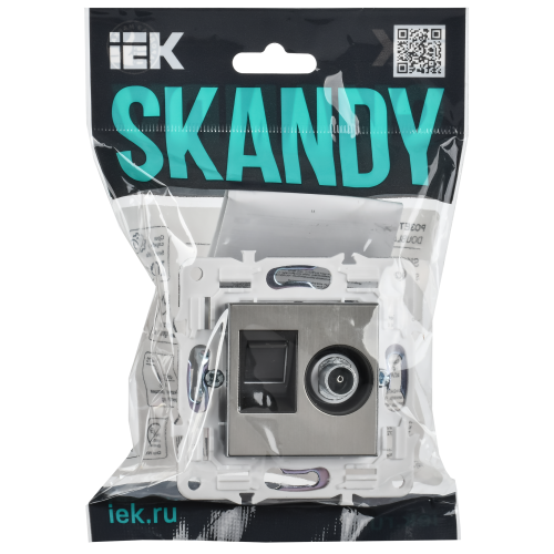 SKANDY Розетка двойная TV+RJ45 кат.6 SK-A15N металл никель IEK
