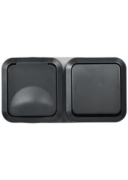 TORS Блок розетка + выключатель горизонтальный 16А IP55 TS142 графит IEK