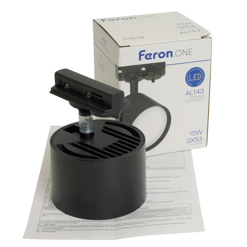 Светильник Feron.ONE AL143 трековый однофазный на шинопровод под лампу GX53, черный