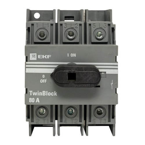 Рубильник 80A 3P c рукояткой управления для прямой установки TwinBlock EKF Рубильник 80A 3P c рукояткой управления для прямой установки TwinBlock EKF