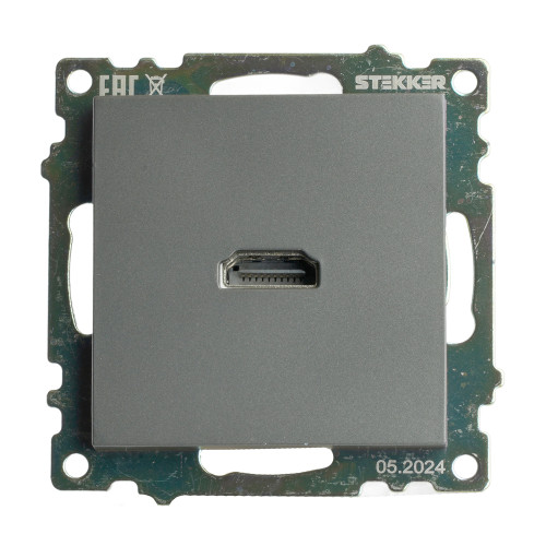 Розетка HDMI 2.1, Type A (механизм), серия Катрин, графит, GLS00-7118-06 Розетка HDMI 2.1, Type A (механизм), серия Катрин, графит, GLS00-7118-06