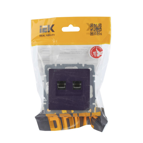 BRITE Розетка двойная RJ11+RJ45 кат.5E РК/Т12-БрЧ черный IEK BRITE Розетка двойная RJ11+RJ45 кат.5E РК/Т12-БрЧ черный IEK