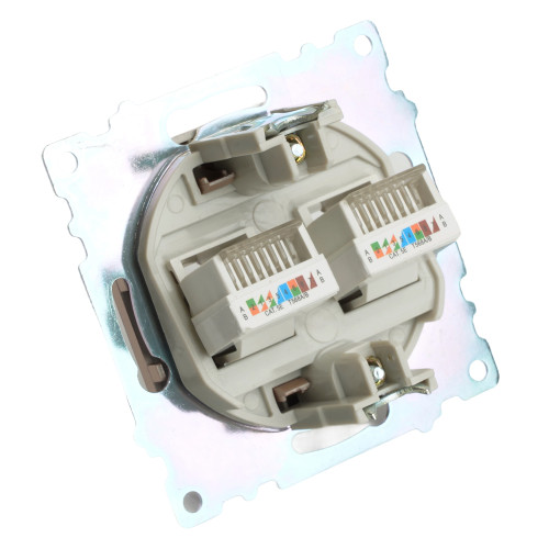 Розетка компьютерная 2-местная RJ-45 (механизм) STEKKER GLS00-7109-02, серия Катрин, шампань Розетка компьютерная 2-местная RJ-45 (механизм) STEKKER GLS00-7109-02, серия Катрин, шампань