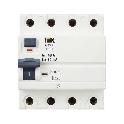 ARMAT Выключатель дифференциального тока R10N 4P 40А 30мА тип AC IEK ARMAT Выключатель дифференциального тока R10N 4P 40А 30мА тип AC IEK