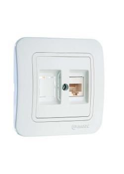 Розетка компьютерная 2-м СП Lillium 16А IP20 кат.5E + гнездо бел./бел. Makel 70035