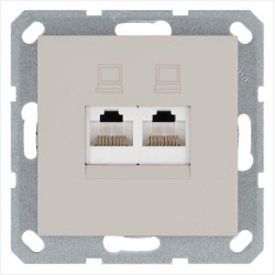Розетка компьютерная 2-м RJ45 IP20 кат. 5E механизм тауп Jasmart G6106T