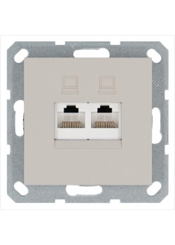 Розетка компьютерная 2-м RJ45 IP20 кат. 5E механизм тауп Jasmart G6106T