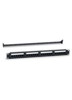 Патч-панель 19дюйм 1U кат.5E 24 порта RJ45 Dual IDC WR-PL-24-C5E-D с задним кабельным организатором черн. WRline 505208