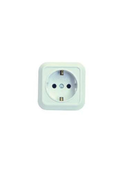 Розетка 1-м ОП 16А IP20 квадрат. с заземл. бел. Makel 45108