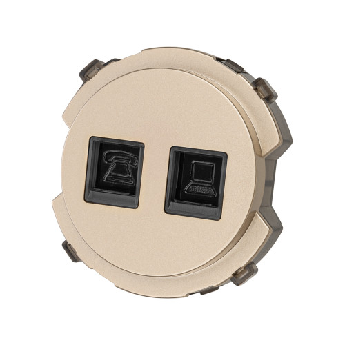 Розетка телефонная RJ11 + компьютерная RJ45 шампань, Розетка телефонная RJ11 + компьютерная RJ45 шампань,