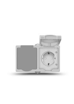 Розетка 2-м Аллегро верт. с заземл. защ. шторки с крышкой IP54 сер. UNIVersal 1275