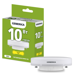 Лампа светодиодная T80 таблетка 10Вт 230В 3000К GX53 GENERICA