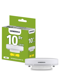 Лампа светодиодная T80 таблетка 10Вт 230В 3000К GX53 GENERICA