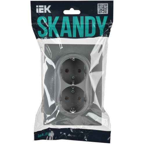 SKANDY Розетка 2-местная с заземлением без защитных шторок 16А в сборе SK-R08Gr серый IEK SKANDY Розетка 2-местная с заземлением без защитных шторок 16А в сборе SK-R08Gr серый IEK